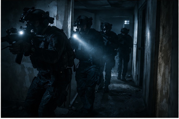 Team moving through a training structure